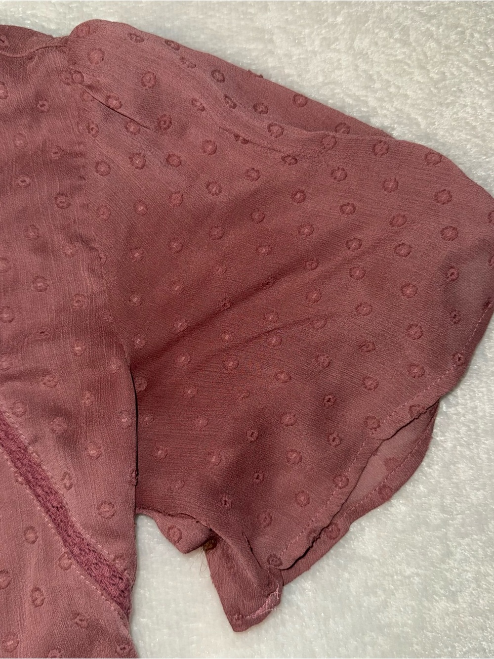 Umgee Mauve-Pink Swiss Dot Lace Yoke Dress - Picture 6 of 9